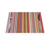 Set di 6 tovagliette con stampa a righe colorate, resistenti al calore, lavabili, antiscivolo, in vinile, per casa, cucina, tavolo da pranzo