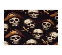 Set di 6 tovagliette con teschi e ossa pirata per tavoli da pranzo, 30,5 x 45,7 cm, antiscivolo, resistenti al calore, tovagliette da cucina