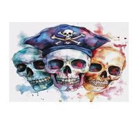 Set di 6 tovagliette con teschi in cappello da pirata, per tavoli da pranzo, 30,5 x 45,7 cm, antiscivolo, resistenti al calore, tovagliette da cucina