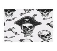 Set di 6 tovagliette con teschio pirata e ossa di cappello da pirata, per tavoli da pranzo, 30,5 x 45,7 cm, antiscivolo, resistenti al calore, tovagliette da cucina