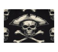 Set di 6 tovagliette con teschio pirata e ossa, per tavoli da pranzo, 30,5 x 45,7 cm, antiscivolo, resistenti al calore, tovagliette da cucina