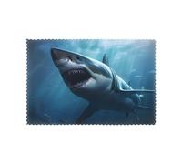 Set di 6 tovagliette da 30,5 x 45,7 cm con stampa YYHHAOFA Great White Shark - spesse, robuste, per sala da pranzo, cucina, hotel, casa e decorazioni per banchetti