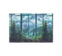 Set di 6 tovagliette da 30,5 x 45,7 cm YYHHAOFA The View from the Window Prints - spesse, robuste, per sala da pranzo, cucina, hotel, casa e decorazioni per banchetti