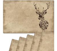 Set di 6 tovagliette da tavolo lavabili in stile rustico - Tovagliette a forma di cervo Silhouette, in 43 cm, per tavolo da pranzo, soggiorno, tavolo