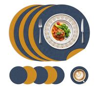 Set di 6 tovagliette e sottobicchieri rotondi da 15 pollici, tovagliette da cucina antiscivolo e impermeabili su entrambi i lati per la casa, il ristorante, il tavolo da pranzo