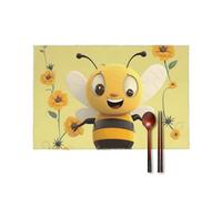 Set di 6 tovagliette Happy Bee - Resistenti al calore, tovagliette lavabililo e antimacchia