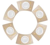 Set di 6 Tovagliette in Pelle con Zeppa, Tovagliette Lavabili Resistenti al Calore, Tappetini da Tavolo Rotondi Impermeabili Antiscivolo, Gold, Set of 6