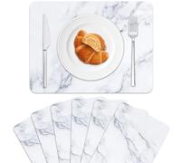 Set di 6 tovagliette in plastica effetto marmo, facili da pulire, lavabili, riciclabili, per interni ed esterni, resistenti al calore, per cucina e tavolo da pranzo