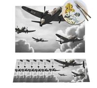 Set di 6 tovagliette in PVC resistenti al calore, tovagliette da tavola della Seconda Guerra Mondiale, protezione antiscivolo, lavabili, per cucina, sala da pranzo, esterno