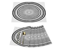 Set di 6 tovagliette in vinile a righe bianche e nere per tavoli da pranzo, resistenti al calore, lavabili, in PVC