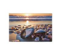 Set di 6 tovagliette lavabili con stampa di cozze e perle, resistenti al calore, per la cucina e la decorazione della casa