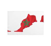 Set di 6 tovagliette lavabili con stampa di mappa della bandiera del Marocco, resistenti al calore, per la cucina e la decorazione della casa