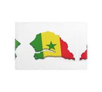 Set di 6 tovagliette lavabili con stampa di mappa della bandiera del Senegal, resistenti al calore, per la cucina e la decorazione della casa