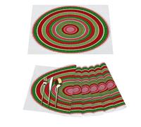 Set di 6 tovagliette natalizie in vinile a righe rosse e verdi, per tavoli da pranzo, da cucina, resistenti al calore, lavabili, in PVC