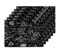 Set di 6 tovagliette nere con formula matematica, lavabili, antiscivolo, resistenti al calore, per cucina, sala da pranzo, tavolo, decorazione, 45,7 x 30,5 cm