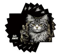 Set di 6 tovagliette Nero Tovaglietta Resistenti al Calore Antiscivolo, 45x30cm in Gatto divertente lettere e stampa Semplice design animale tovagliette per cucina sala da pranzo arredamento