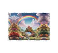 Set di 6 tovagliette per tavolo da pranzo 30,5 x 45,7 cm YTUOPWE Little World Under the Rainbow Picture per hotel e banchetti di famiglia