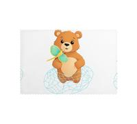 Set di 6 tovagliette per tavolo da pranzo WHJSHOP Little Bear in The Net Bag Picture Hotel Family Banquet