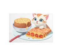 Set di 6 tovagliette per tavolo da pranzo WHJSHOP The Little Cat Seeing The Delicious Food Picture Hotel Family Banquet