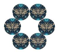 Set di 6 tovagliette rotonde etniche con farfalla e scheletro umano, tovagliette rotonde resistenti al calore, per cucina, casa, ristorante