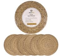 Set di 6 tovagliette rotonde in rattan, 34,3 cm, in vimini naturale, per piatti piani, resistenti al calore, facili da pulire e antiscivolo, elegante e pratica aggiunta al tuo tavolo da pranzo