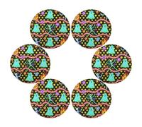 Set di 6 tovagliette rotonde per Halloween a pois gialli per Halloween, set di tovagliette trapuntate reversibili, per mesa de comedor Azul, 39,1 x 39,1 cm