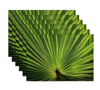 Set di 6 Tovagliette Verde Smeraldo, Tovaglietta Americane in Cotone E Lino Foglie Di Palma, Lavabili Sottopiatto Piante Tropicali per Sala Da Pranzo Tavolo Da Cucina Partito, 45x30cm