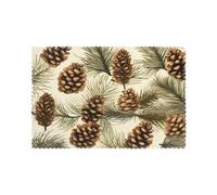 Set di 6 tovagliette YYHHAOFA con bordo a pigna, 30,5 x 45,7 cm, spesse, robuste, per sala da pranzo, cucina, hotel, casa e decorazioni per banchetti