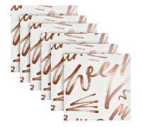 Set di 6 tovaglioli di stoffa con parole in oro rosa per cena di nozze, 50,8 x 50,8 cm, servilletas de tela para mesa