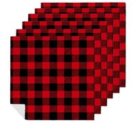 Set di 6 tovaglioli di stoffa semplici con motivo a scacchi, quadrati, di alta qualità, riutilizzabili, lavabili, in poliestere, per cene e feste