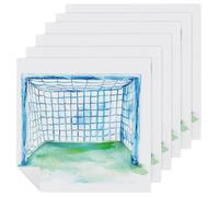 Set di 6 tovaglioli quadrati di stoffa per porta di calcio ad acquerello, riutilizzabili, lavabili, in poliestere, per cene e feste