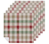Set di 6 tovaglioli quadrati in tessuto a scacchi, di alta qualità, riutilizzabili, lavabili, in poliestere, per cene e feste