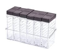Set di 6 Trasparente Barattoli Portaspezie, Contenitori per Spezie Plastica con Vassoio Barattoli Spezie con Coperchio, Scatole per Spezie da Cucina Shaker Spezie per Campeggio Cucina Ristorante