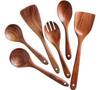 Set di 6 utensili da cucina in legno, set di utensili da cucina, cucchiaio e spatole in legno essenziali per appartamento per cucinare regali di inaugurazione della casa di alta qualità, utensili in