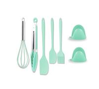 Set di 6 utensili da cucina in silicone con guanti da forno per cuocere, grigliare e friggitrici ad aria (verde)