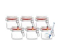 Set di 6 vasetti da 314 ml, adatti come vasetti per conserve e fermentazione, per conservare, riempire, barattoli vuoti con staffa metallica - Made in Germany
