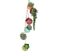 Set di 6 vasi misti in ceramica da appendere color arcobaleno con foro di scarico, adatti per fiori, cactus, piante, piccoli vasi da appendere per piante grasse, esterni, interni, da parete, in