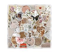 Set di 60 adesivi vintage per Kindle e laptop, adesivi estetici per gli amanti dei libri, adolescenti e scrapbooking (marrone)