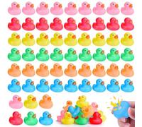 Set di 60 anatre da bagno con glitter - Mini paperella da cigolio con flash colorato in gomma per bambini, giocattolo da bagno per vasca da bagno, compleanno e feste