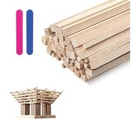 Set di 60 bastoncini quadrati in legno, 3 x 300 mm, bastoncini di legno non trattati, rettangolari, 6 x 6 x 300 mm, per fai da te