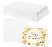 Set di 60 biglietti e buste vuote, 10,2 x 15,2 cm, pieghevoli, ad acquerello, 16 x 10,7 cm, con chiusura adesiva, biglietti bianchi per fai da te, pittura, auguri