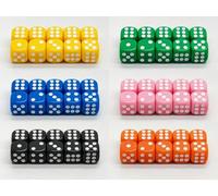 Set di 60 dadi a 6 facce colorati 14 mm in acrilico con angoli arrotondati, accessorio per giochi da tavolo, educazione e festa