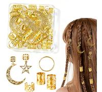Set di 60 fermagli per capelli e perline in oro, gioielli per capelli in oro con ciondoli a forma di stella e luna per trecce, fermagli in lega per donne, accessori barocchi per feste e servizi