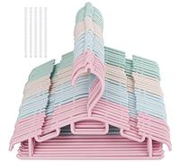 Set di 60 Grucce Per Vestiti Per Bambini In Plastica In 4 Colori + 5 Indumenti Sospesi Catene,Grucce In Plastica Antiscivolo per Vestiti per Vambini Guardaroba Salvaspazio per Unisex Bambino,30 cm