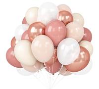 Set di 60 palloncini rosa e bianchi da 12 pollici, colore rosa, oro, beige, palloncini retrò, nude, bianco perla, sabbia, lattice, palloncini, elio, palloncini neutri, compleanni, feste, matrimoni,