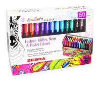 Set Di 60 Penne Gel Doodler'z Zebra Moda/Glitter/Neon/Pastello