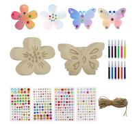 Set di 60 pezzi fai da te per bambini, farfalla e fiori con penna ad acquerello e adesivi con pietre preziose, corda decorativa, per il compleanno dei bambini, fai da te, compleanno, fai da te