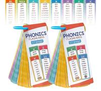 Set di 60 schede flash Phonics, giochi di parole di vista, esplorare 117 gruppi sonori e 900+ parole in rima, flash card ad alta frequenza, digrafi prescolari regole di ortografia naturali per asilo