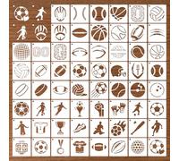 Set di 60 stencil per lo sport, per la pittura, riutilizzabili, stencil in PET per lo sport, per legno, tessuto e libri da colorare, tra cui calcio, basket