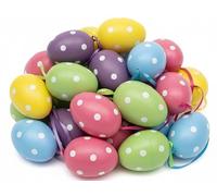 Set di 60 Uova di Pasqua da Appendere - Decorazioni Pasquali Colorate a Pois - Addobbi Primaverili per Albero di Pasqua, Rami e Giardino - In Plastica Resistente con Nastri - 6cm